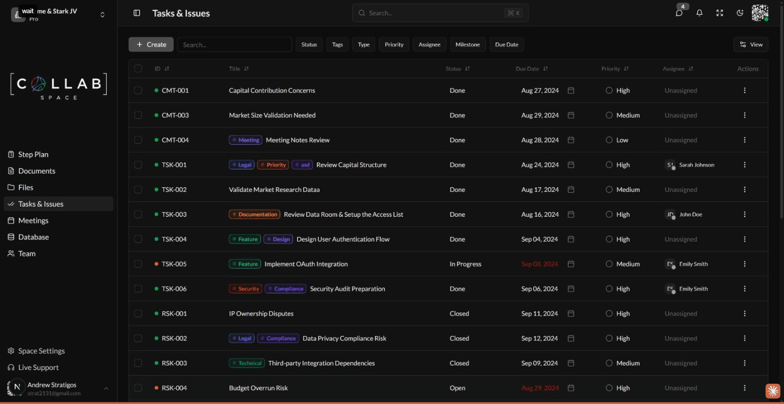 Tasks & Issues Overview